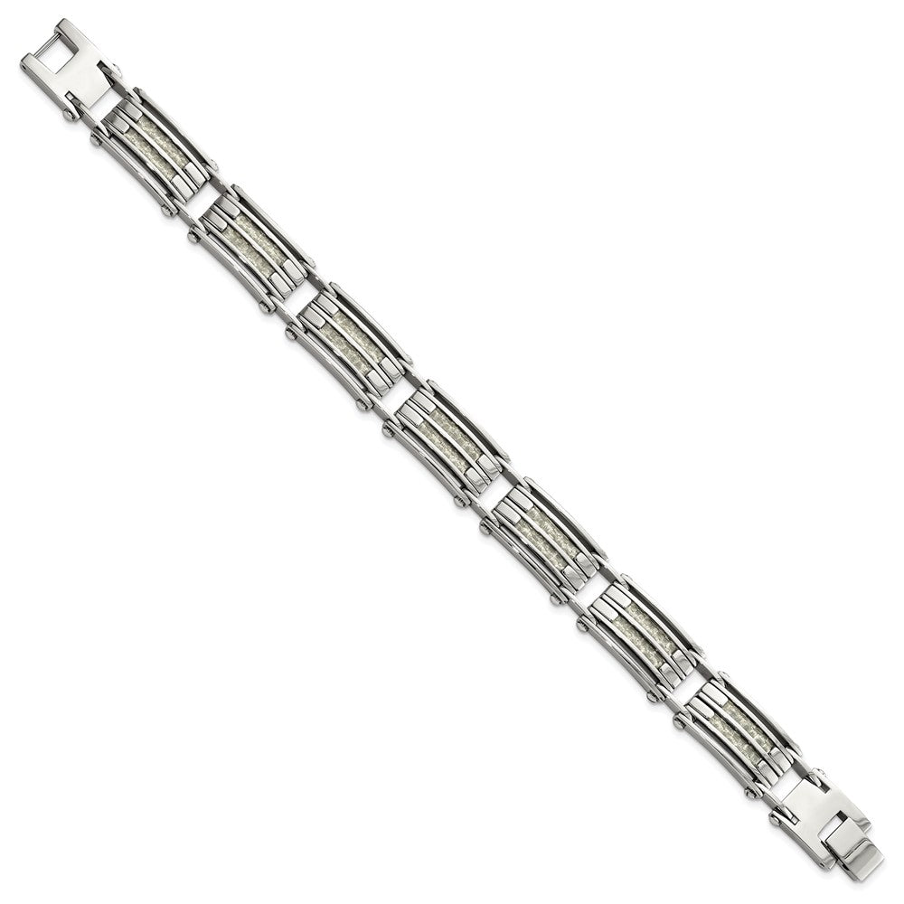FJC Finejewelers Stainless Steel Link with Carbon Fiber Inlay Bracelet 8.25 Inches x 11.6 mm