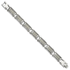 FJC Finejewelers Stainless Steel Link with Carbon Fiber Inlay Bracelet 8.25 Inches x 11.6 mm