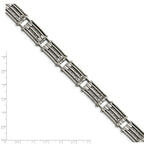 FJC Finejewelers Stainless Steel Link with Carbon Fiber Inlay Bracelet 8.25 Inches x 11.6 mm
