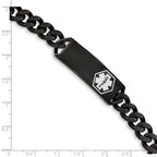 FJC Finejewelers Stainless Steel Medical Black IP White Enamel Medical ID Bracelet 8 Inches x 13.03 mm