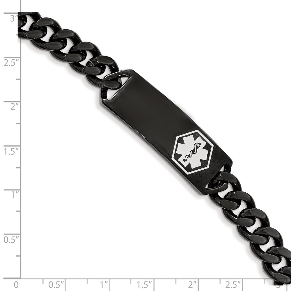 FJC Finejewelers Stainless Steel Medical Black IP White Enamel Medical ID Bracelet 8 Inches x 13.03 mm
