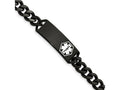 FJC Finejewelers Stainless Steel Medical Black IP White Enamel Medical ID Bracelet 8 Inches x 13.03 mm