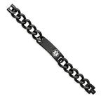 FJC Finejewelers Stainless Steel Medical Black IP White Enamel Medical ID Bracelet 8.25 Inches x 4.03 mm