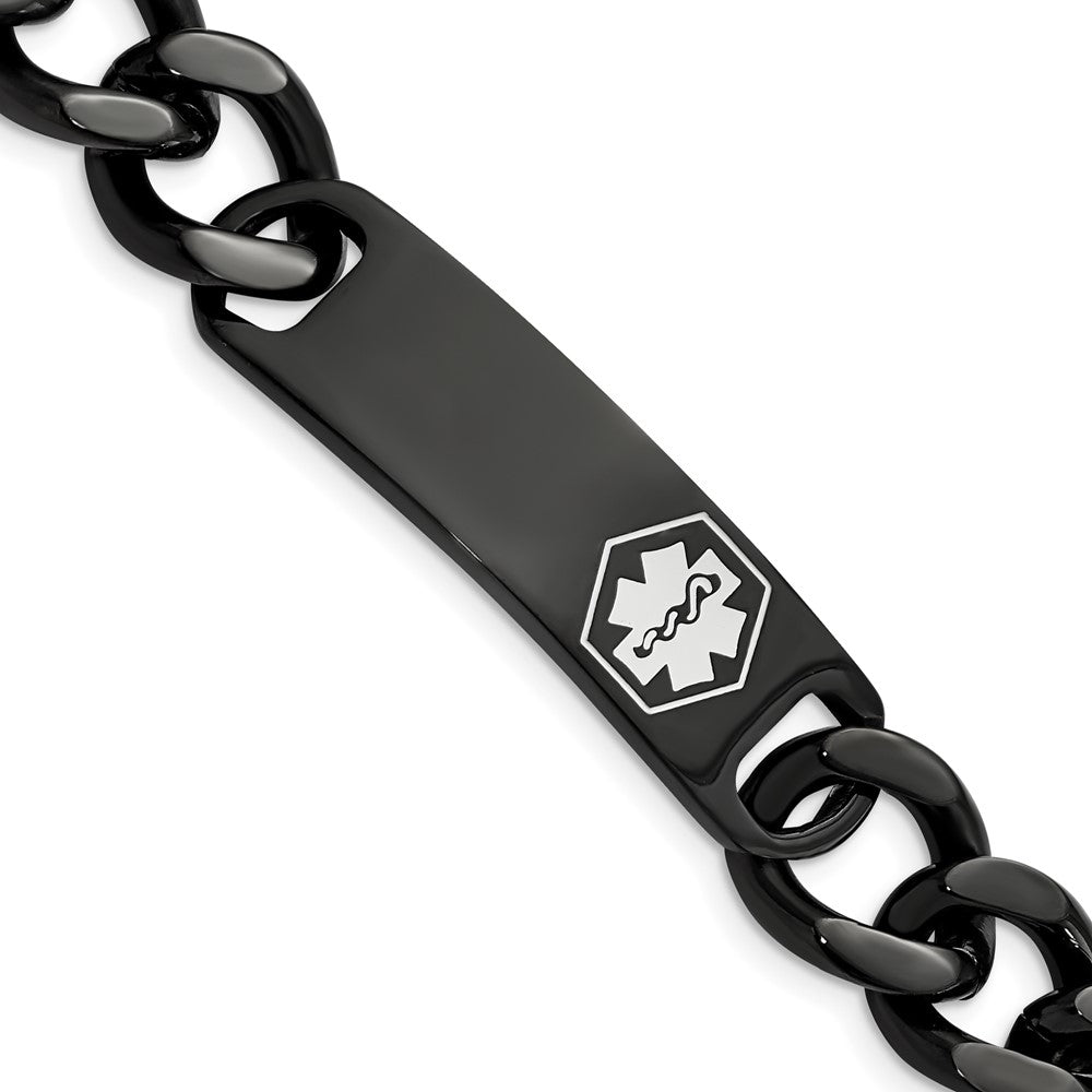 FJC Finejewelers Stainless Steel Medical Black IP White Enamel Medical ID Bracelet 8.25 Inches x 4.03 mm