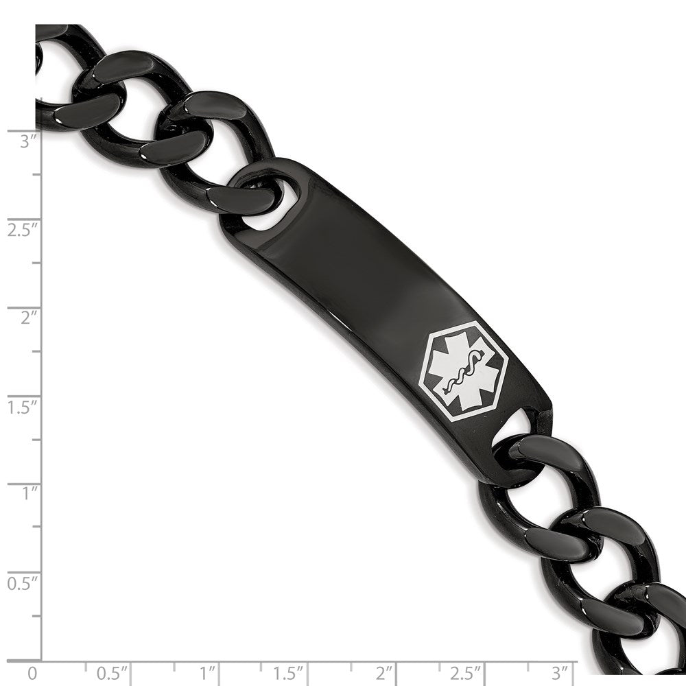 FJC Finejewelers Stainless Steel Medical Black IP White Enamel Medical ID Bracelet 8.25 Inches x 4.03 mm