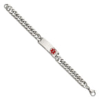 FJC Finejewelers Stainless Steel Polished with Red Enamel Medical ID Bracelet 8.5 Inches x 10.08 mm