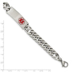 FJC Finejewelers Stainless Steel Polished with Red Enamel Medical ID Bracelet 8.5 Inches x 10.08 mm