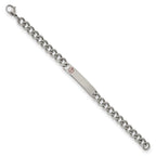 FJC Finejewelers Stainless Steel Curb Polished with Red Enamel Medical ID Bracelet 8 Inches x 2.73 mm