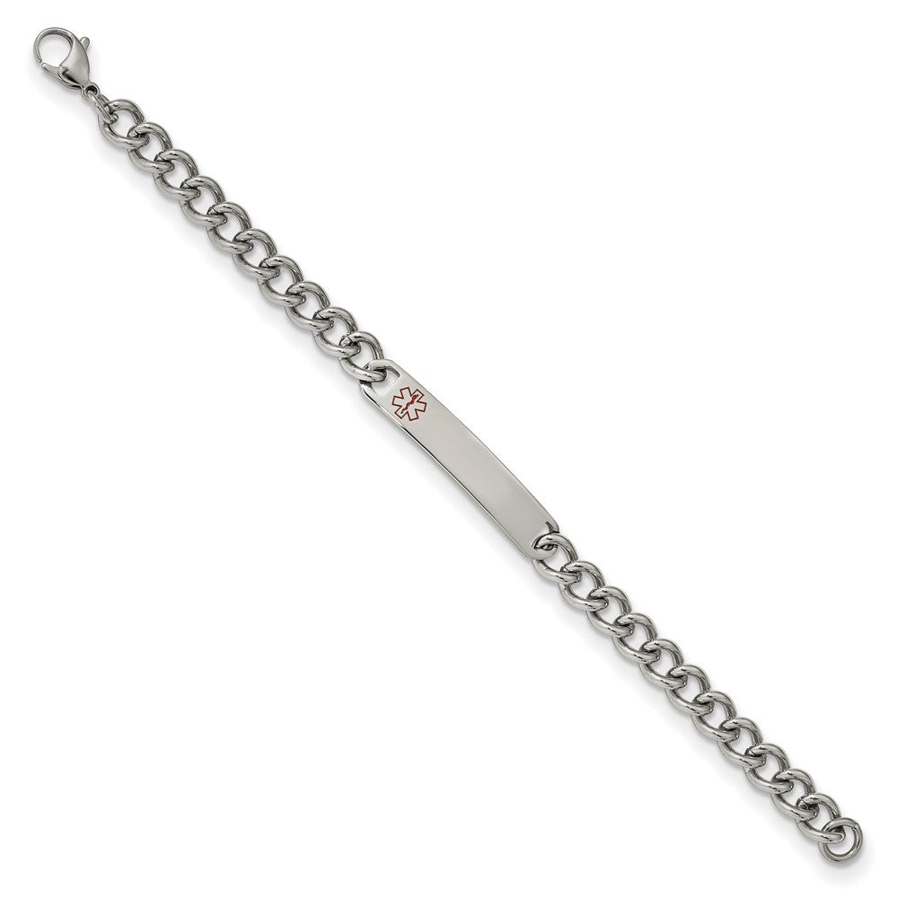 FJC Finejewelers Stainless Steel Curb Polished with Red Enamel Medical ID Bracelet 8 Inches x 2.73 mm