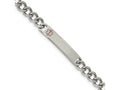 FJC Finejewelers Stainless Steel Curb Polished with Red Enamel Medical ID Bracelet 8 Inches x 2.73 mm