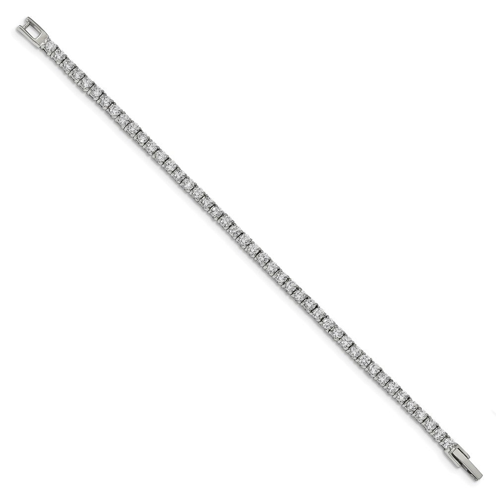 FJC Finejewelers Stainless Steel Link Polished with CZ 7.5in Tennis Bracelet 7.5 Inches x 4 mm