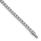 FJC Finejewelers Stainless Steel Link Polished with CZ 7.5in Tennis Bracelet 7.5 Inches x 4 mm