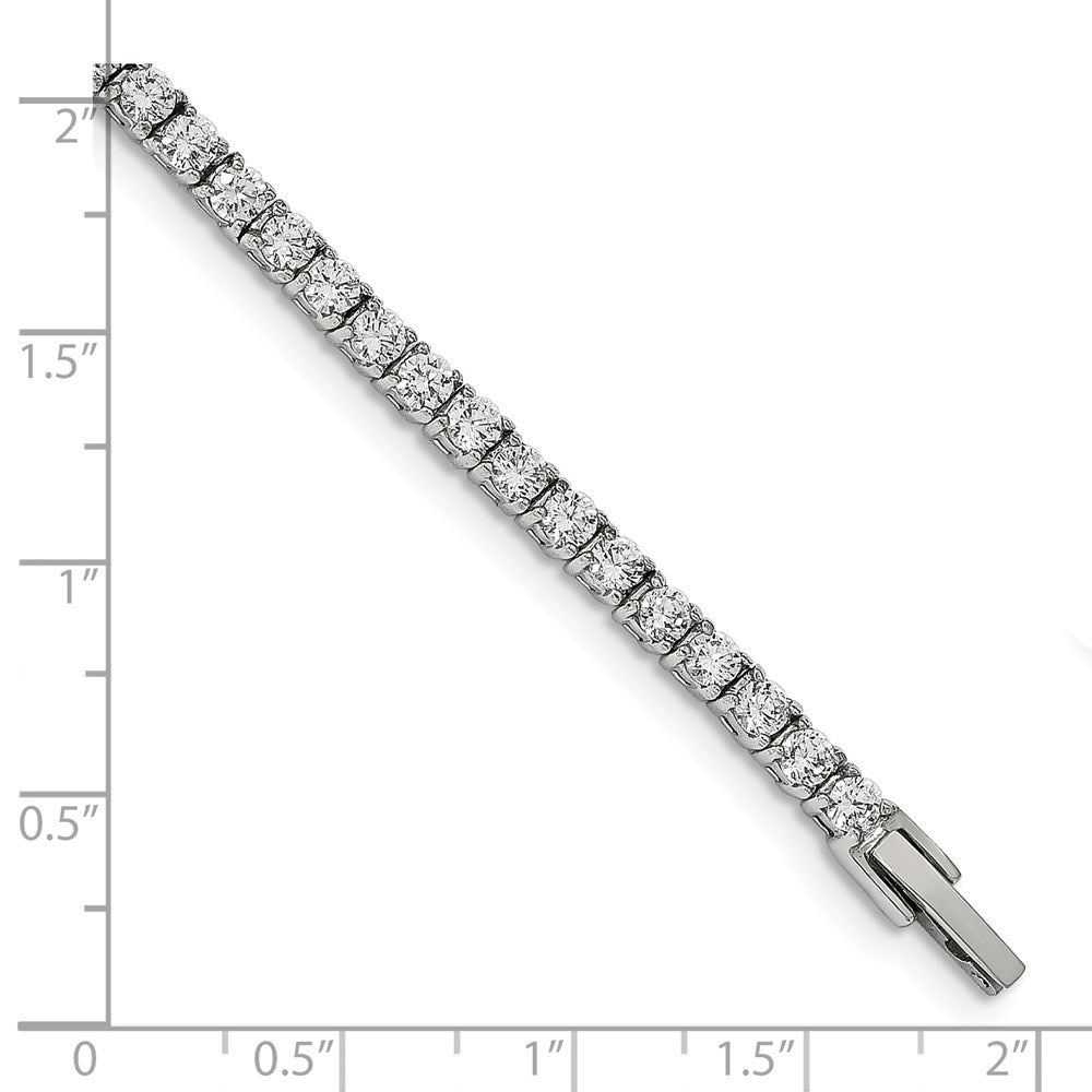 FJC Finejewelers Stainless Steel Link Polished with CZ 7.5in Tennis Bracelet 7.5 Inches x 4 mm