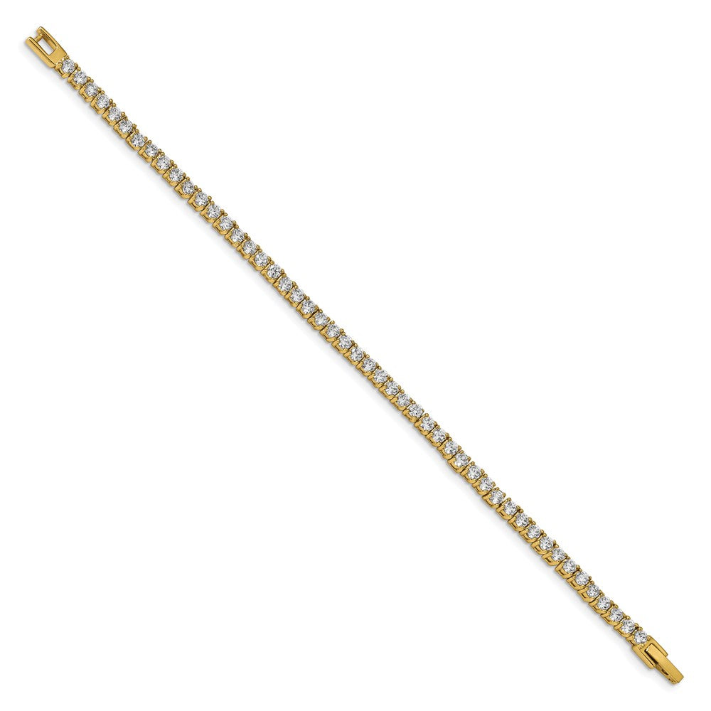 FJC Finejewelers Stainless Steel Link Yellow IP-plated with CZ Tennis Bracelet 7.5 Inches x 4 mm