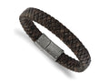 FJC Finejewelers Stainless Steel Brushed Brown Braided Genuine Leather 8.25in Bracelet 8.25 Inches x 10.9 mm