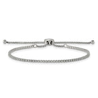 FJC Finejewelers Stainless Steel Box Polished with CZ Adjustable Bracelet  up to 9.5 inch x 1.75 mm