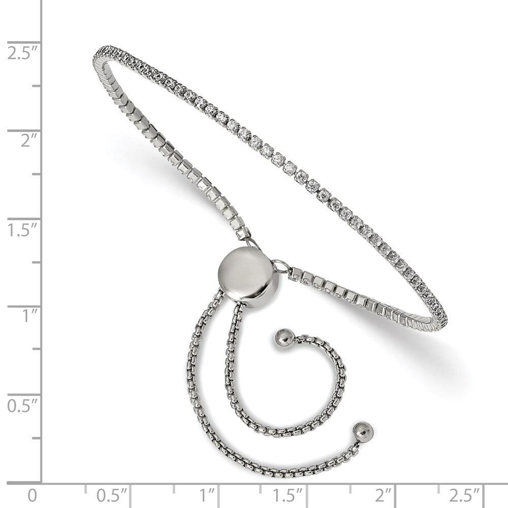 FJC Finejewelers Stainless Steel Box Polished with CZ Adjustable Bracelet  up to 9.5 inch x 1.75 mm