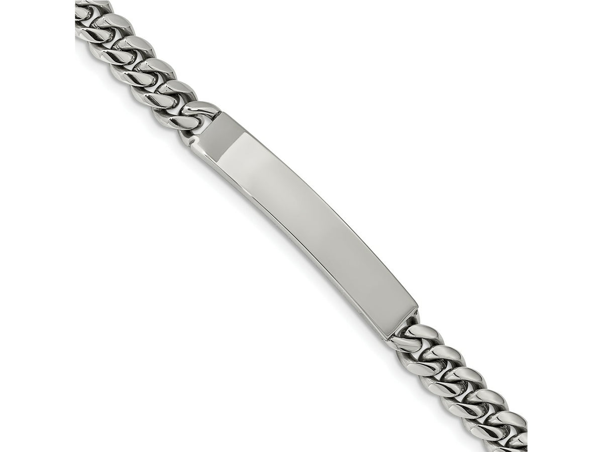 FJC Finejewelers Stainless Steel Curb Polished ID Bracelet 8.25 Inches x 7.94 mm
