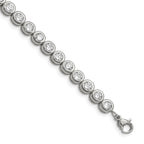 FJC Finejewelers Stainless Steel Link with CZ Tennis Bracelet 7 Inches with 1in ext. x 5.5 mm