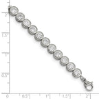 FJC Finejewelers Stainless Steel Link with CZ Tennis Bracelet 7 Inches with 1in ext. x 5.5 mm
