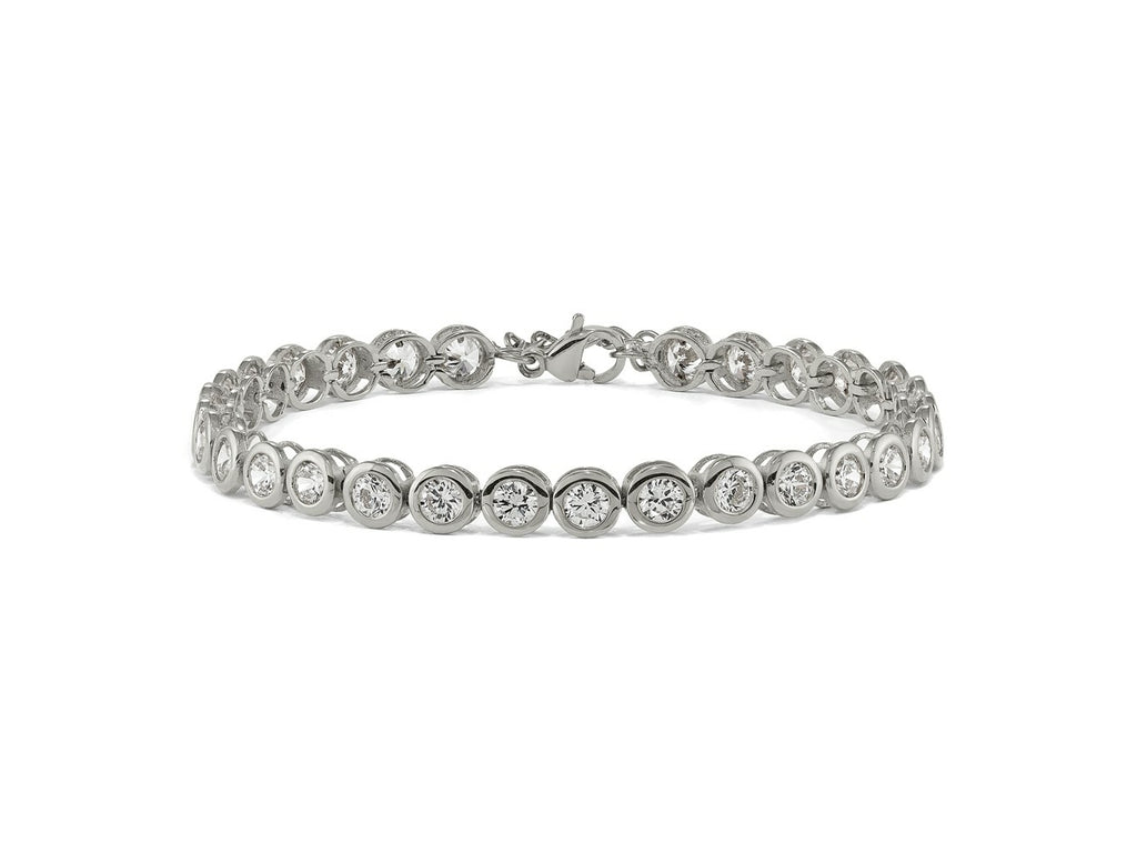 FJC Finejewelers Stainless Steel Link with CZ Tennis Bracelet 7 Inches with 1in ext. x 5.5 mm