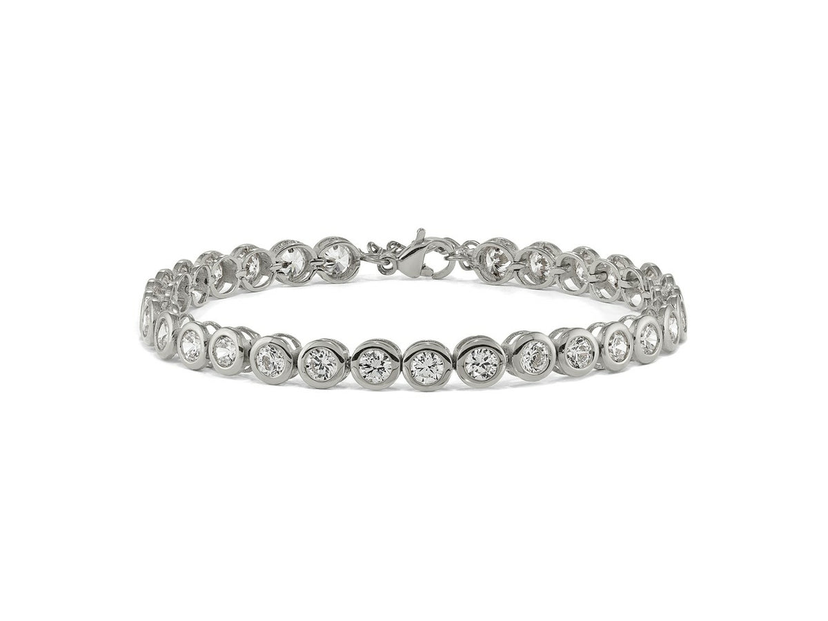 FJC Finejewelers Stainless Steel Link with CZ Tennis Bracelet 7 Inches with 1in ext. x 5.5 mm