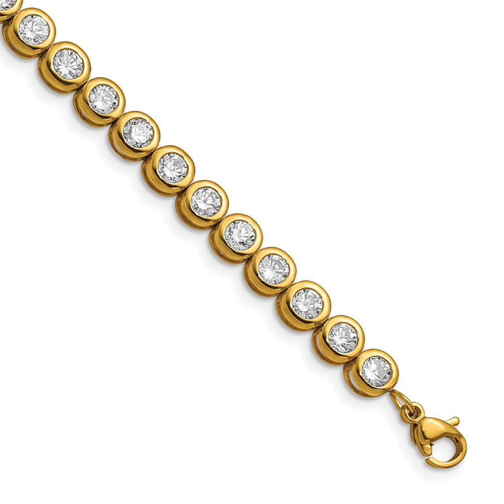 FJC Finejewelers Stainless Steel Link Yellow IP-plated with CZ Bracelet 7 Inches x 5.5 mm