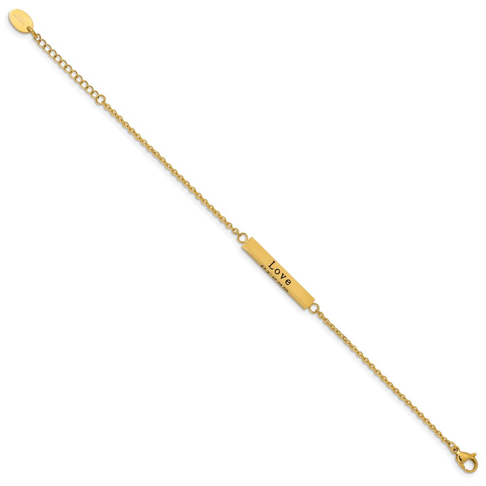 FJC Finejewelers Stainless Steel Fancy Yellow IP CZ Enjoy the Little Things Bracelet 7 Inches x 3.7 mm