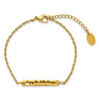 FJC Finejewelers Stainless Steel Fancy Yellow IP CZ Enjoy the Little Things Bracelet 7 Inches x 3.7 mm