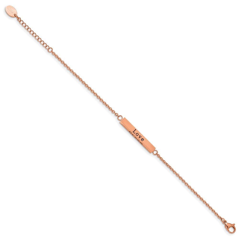 FJC Finejewelers Stainless Steel Cable Rose IP CZ Enjoy the Little Things Bracelet 7 Inches x 4 mm