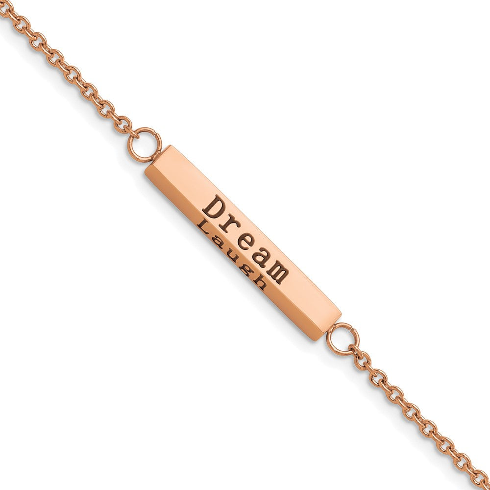 FJC Finejewelers Stainless Steel Cable Rose IP CZ Enjoy the Little Things Bracelet 7 Inches x 4 mm