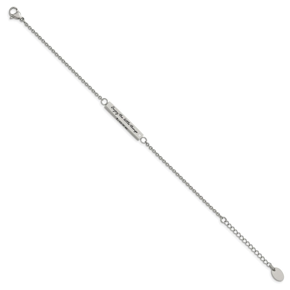 FJC Finejewelers Stainless Steel Cable CZ Enjoy the Little Things with 1.5in ext. Bracelet 7 Inches x 3.7 mm