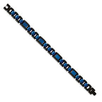 FJC Finejewelers Stainless Steel Link Brushed and Black and Blue IP-plated Bracelet 8.75 Inches x 12 mm