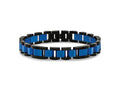 FJC Finejewelers Stainless Steel Link Brushed and Black and Blue IP-plated Bracelet 8.75 Inches x 12 mm