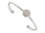 FJC Finejewelers Stainless Steel Polished with Rose Quartz Cuff Bangle 6.75 Inches x 2 mm