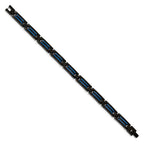 FJC Finejewelers Stainless Steel Link Brushed and Black/Blue IP-plated Bracelet 8.5 Inches x 8.27 mm