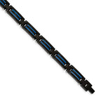 FJC Finejewelers Stainless Steel Link Brushed and Black/Blue IP-plated Bracelet 8.5 Inches x 8.27 mm