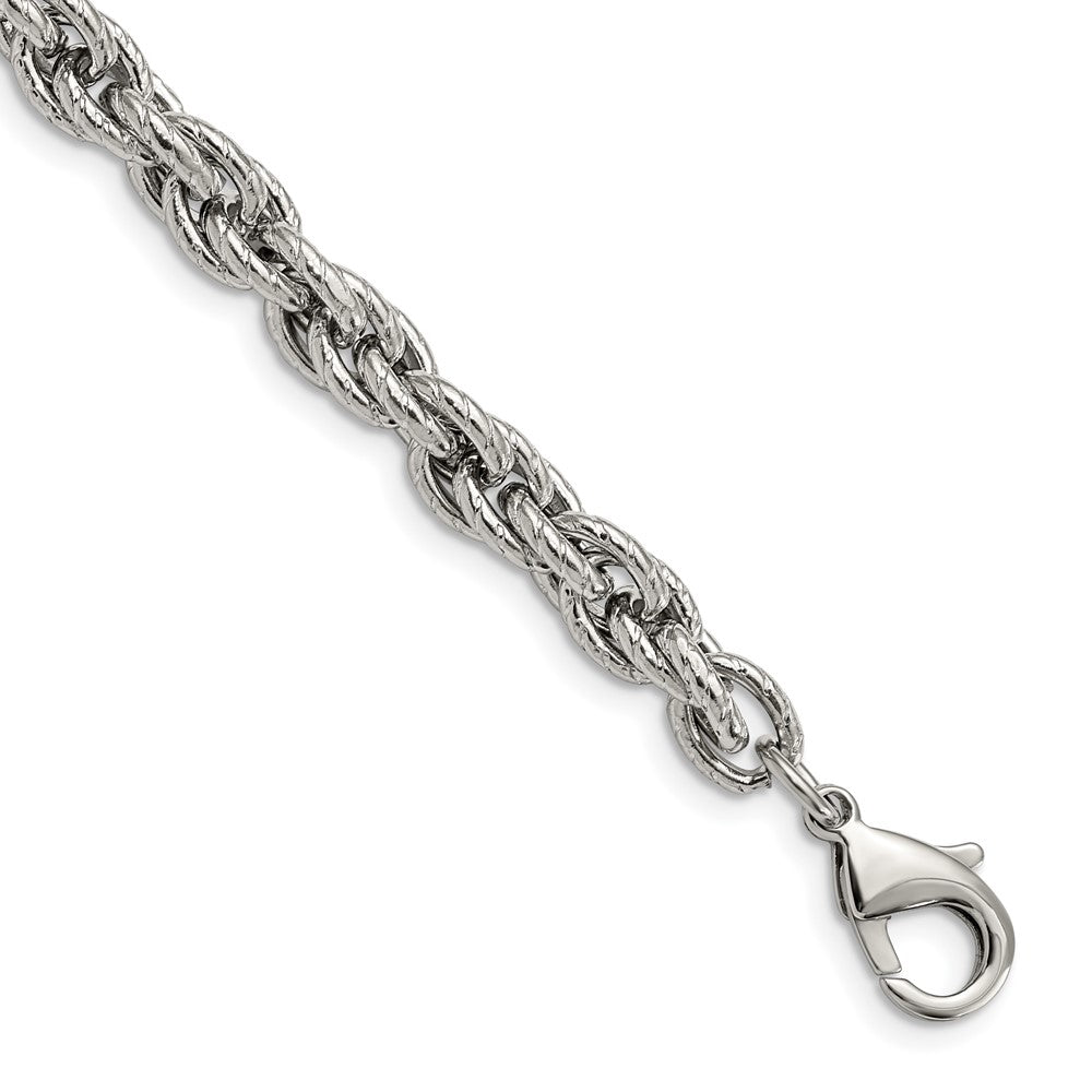 FJC Finejewelers Stainless Steel Polished and Textured Fancy Rope Bracelet 8 Inches x 7.82 mm