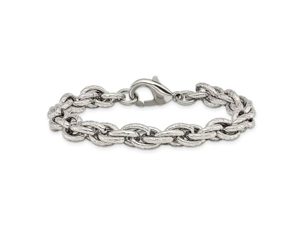 FJC Finejewelers Stainless Steel Polished and Textured Fancy Rope Bracelet 8 Inches x 7.82 mm