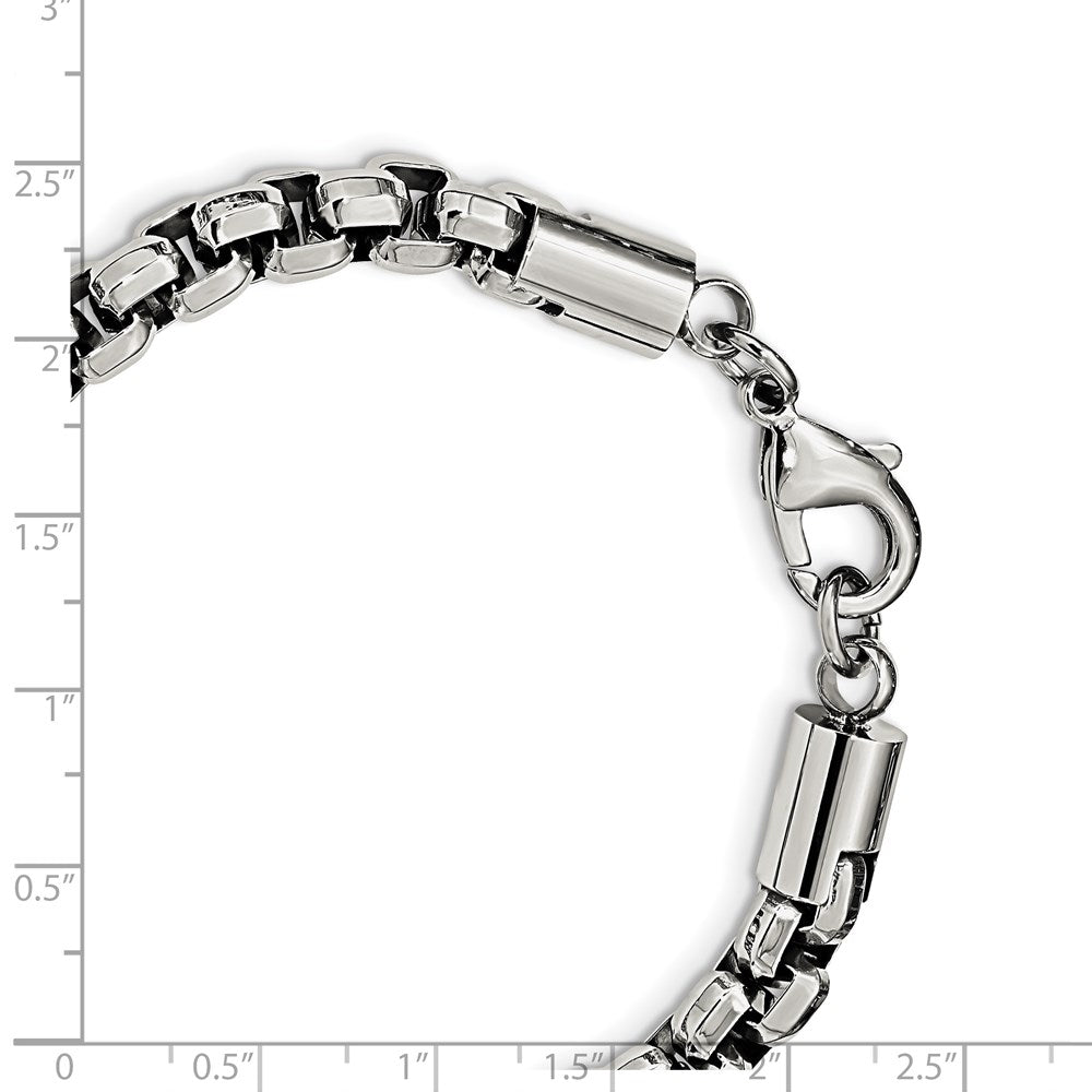FJC Finejewelers Stainless Steel Box Polished Fancy Rolo Bracelet 8.75 Inches x 8.23 mm