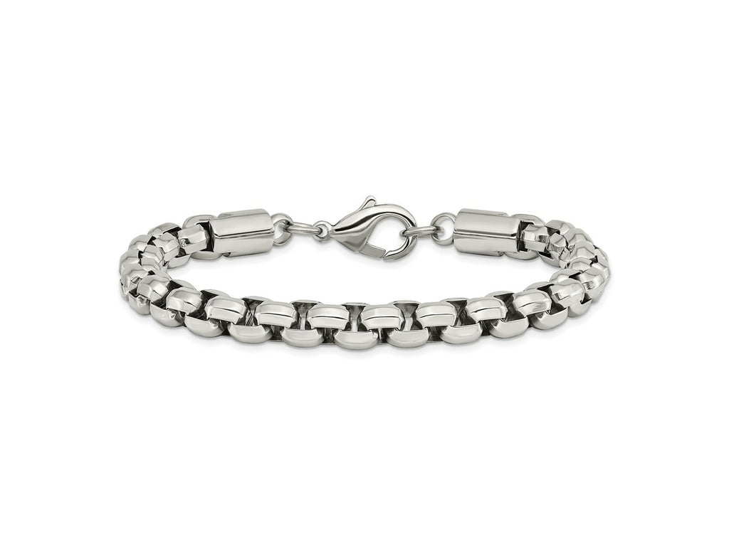 FJC Finejewelers Stainless Steel Box Polished Fancy Rolo Bracelet 8.75 Inches x 8.23 mm