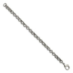 FJC Finejewelers Stainless Steel Rolo Polished and Textured Link Bracelet 8.25 Inches x 7 mm