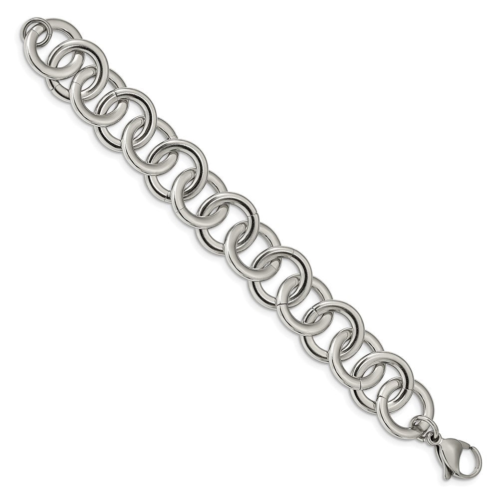 FJC Finejewelers Stainless Steel Fancy Circle Link with 1in ext. Bracelet 7.5 Inches x 18 mm