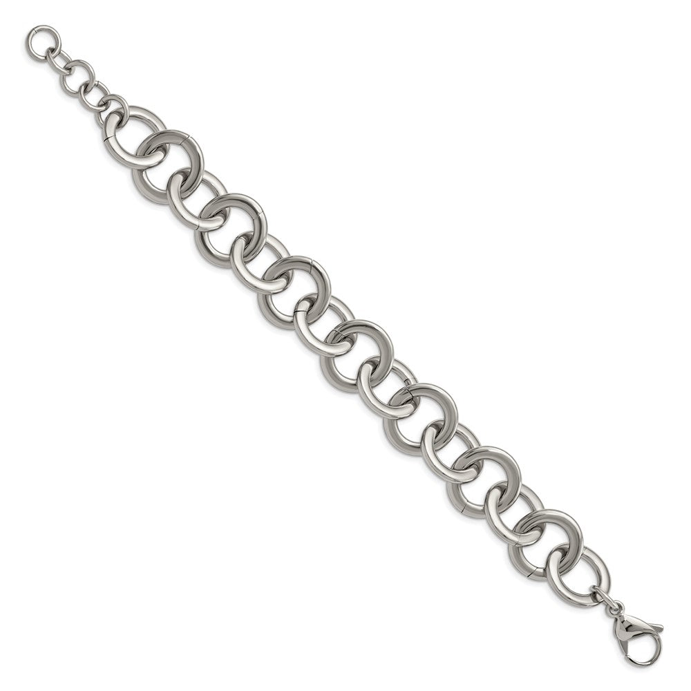 FJC Finejewelers Stainless Steel Fancy Circle Link with 1in ext. Bracelet 7.5 Inches x 18 mm