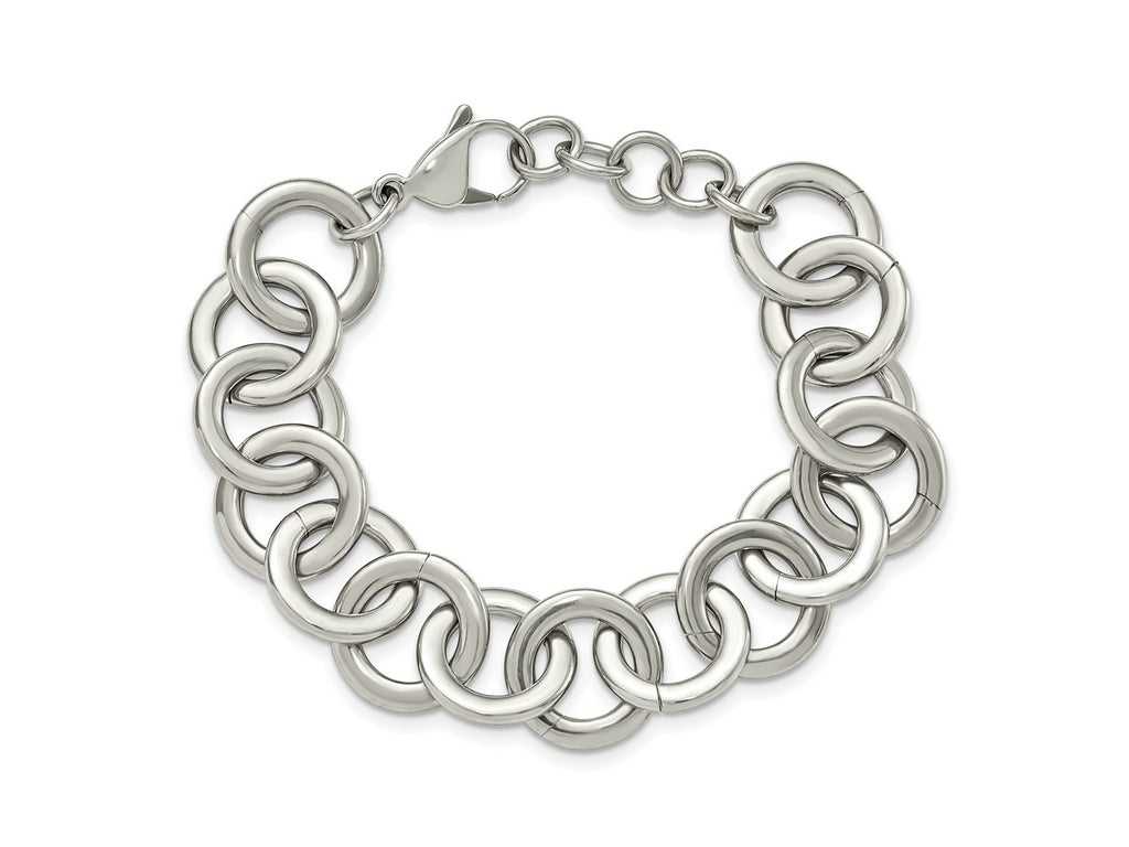 FJC Finejewelers Stainless Steel Fancy Circle Link with 1in ext. Bracelet 7.5 Inches x 18 mm