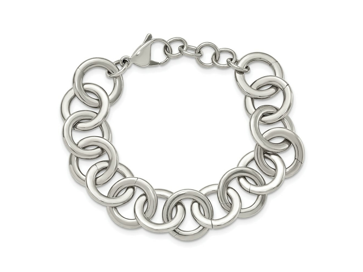 FJC Finejewelers Stainless Steel Fancy Circle Link with 1in ext. Bracelet 7.5 Inches x 18 mm