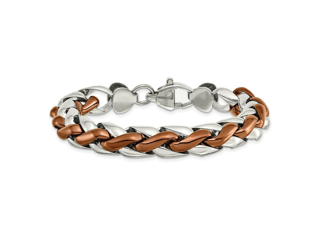 FJC Finejewelers Stainless Steel Chain Brown IP-plated Bracelet 8.25 Inches x 10.77 mm