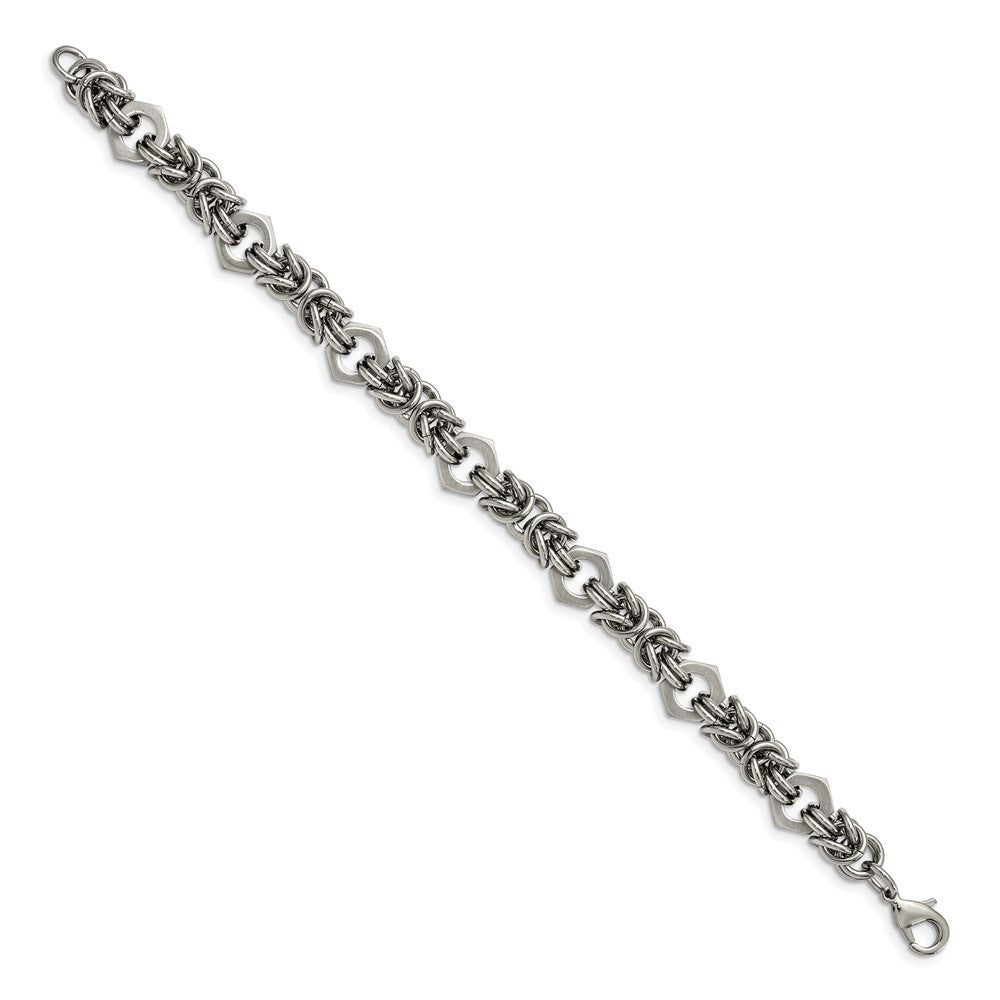 FJC Finejewelers Stainless Steel Fancy Brushed and Polished Bracelet 8.25 Inches x 7.3 mm