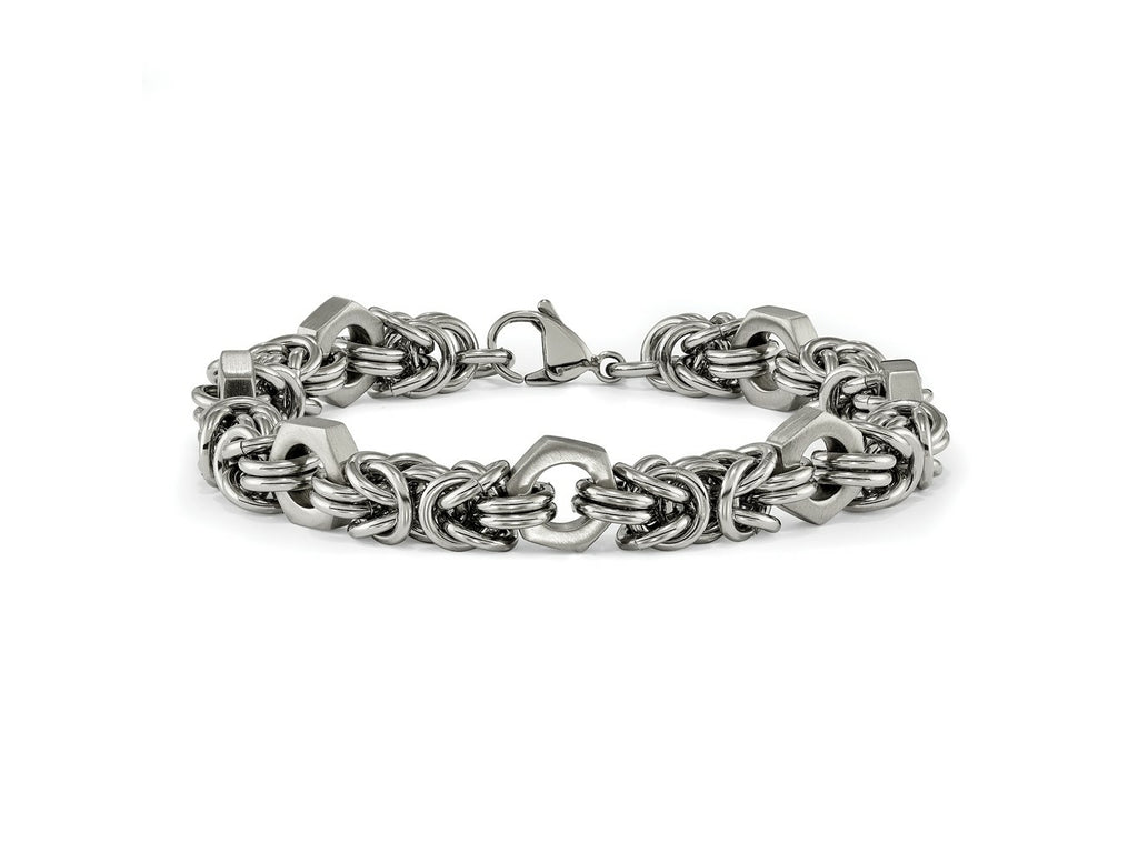 FJC Finejewelers Stainless Steel Fancy Brushed and Polished Bracelet 8.25 Inches x 7.3 mm