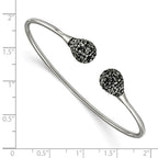 FJC Finejewelers Stainless Steel Polished with Hematite Flexible Cuff Bangle 6.25 Inches x 1.87 mm